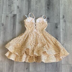 Gold Sequin Strap Dress